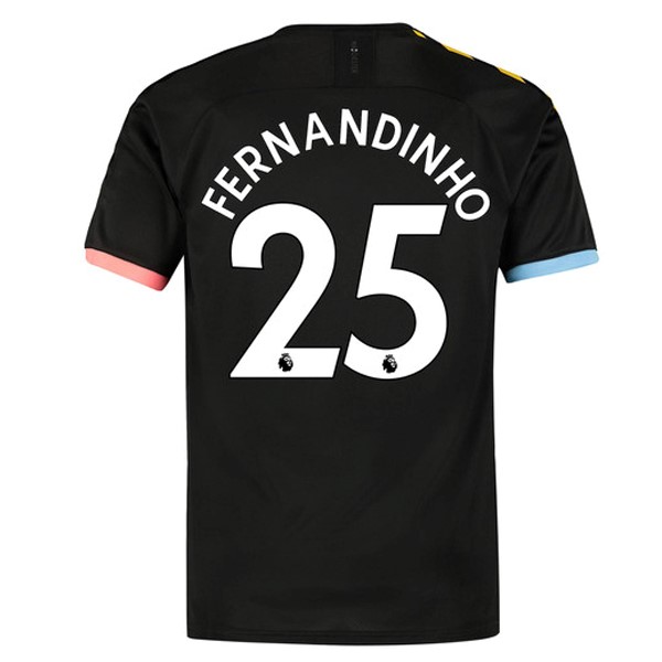 Maillot Football Manchester City NO.25 Fernandinho Exterieur 2019-20 Noir